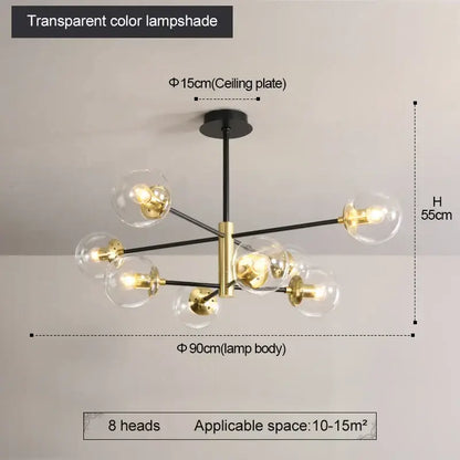 Modern brass glass ball led chandelier kitchen lighting