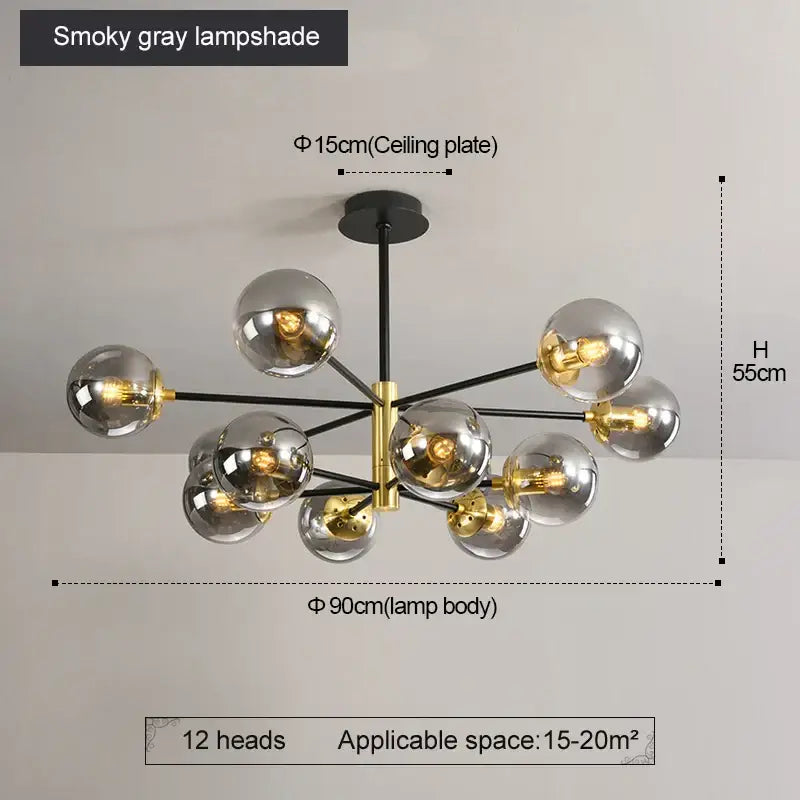 Modern brass glass ball led chandelier kitchen lighting