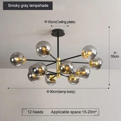 Modern brass glass ball led chandelier kitchen lighting