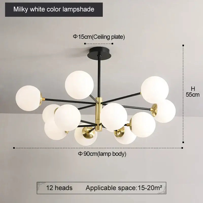 Modern brass glass ball led chandelier kitchen lighting
