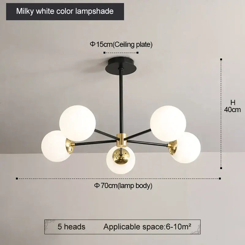 Modern brass glass ball led chandelier kitchen lighting