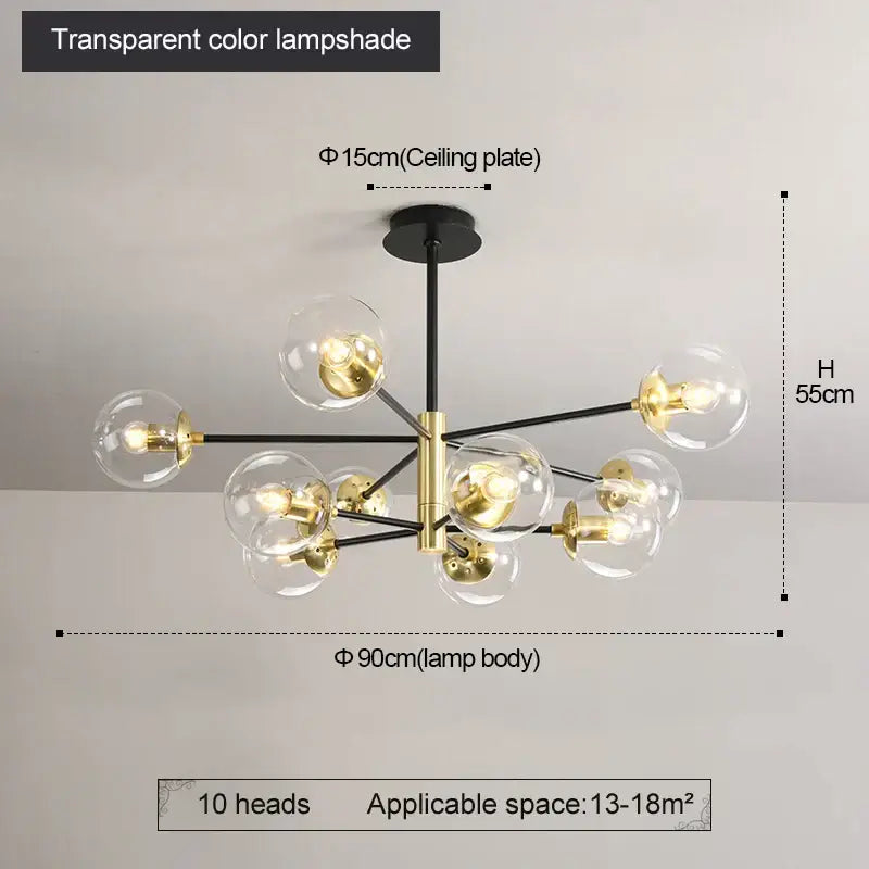 Modern brass glass ball led chandelier kitchen lighting