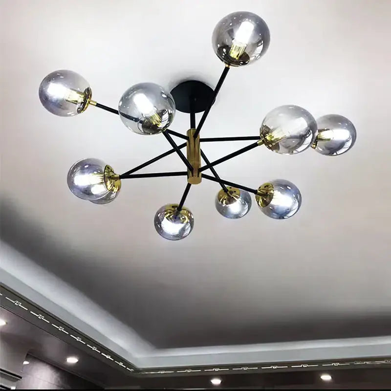 Modern brass glass ball led chandelier kitchen lighting