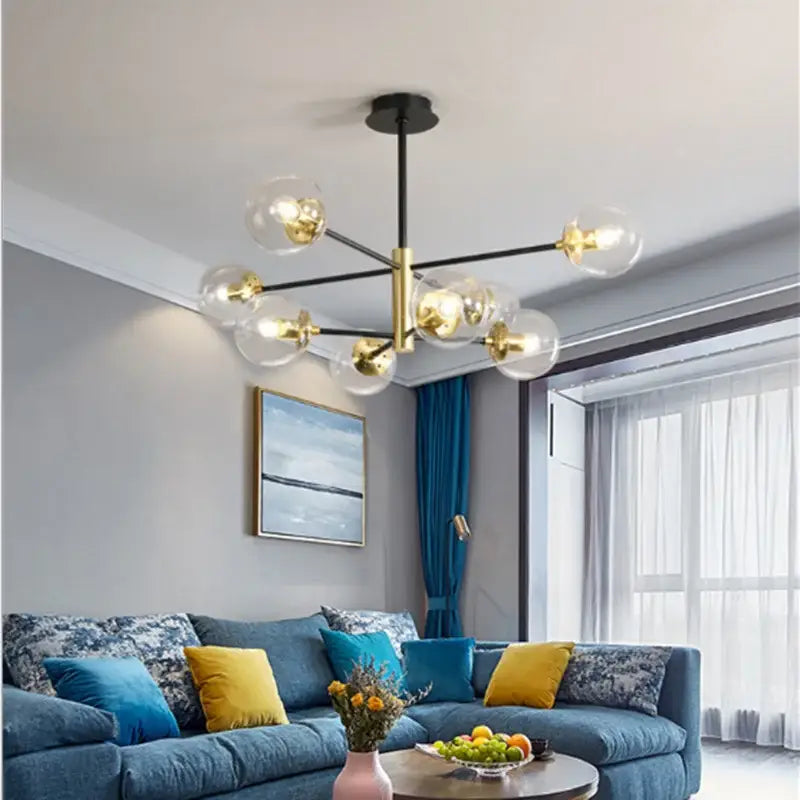 Modern brass glass ball led chandelier kitchen lighting