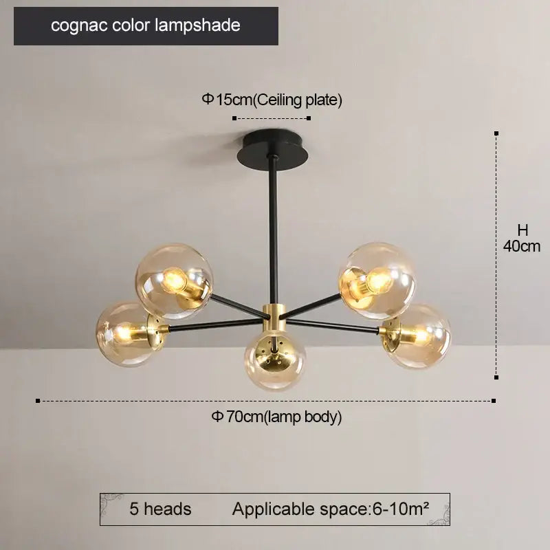 Modern brass glass ball led chandelier kitchen lighting