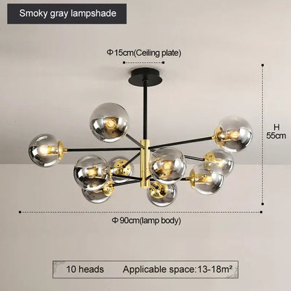Modern brass glass ball led chandelier kitchen lighting