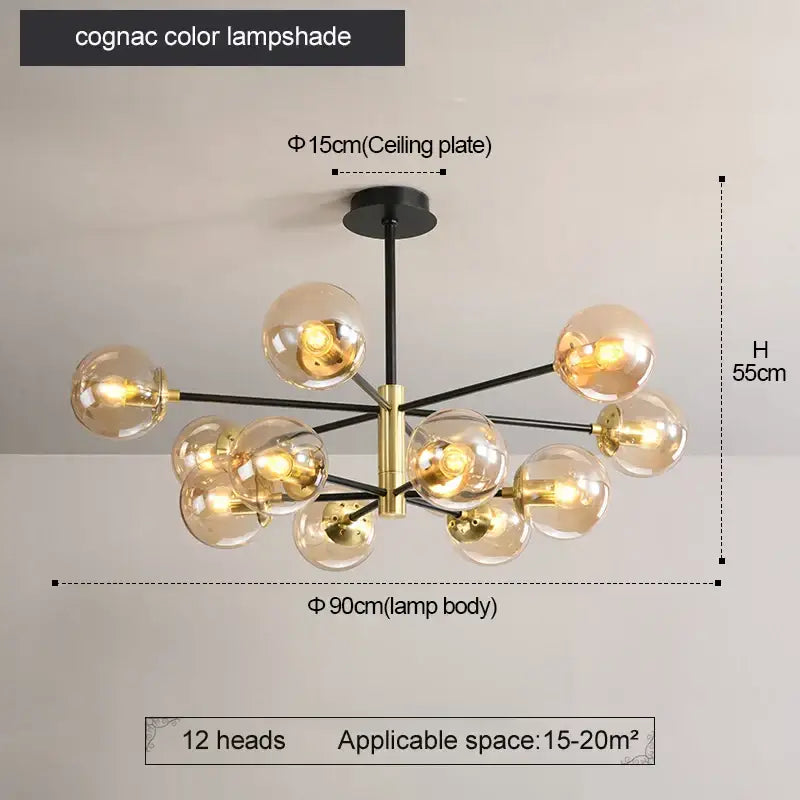 Modern brass glass ball led chandelier kitchen lighting