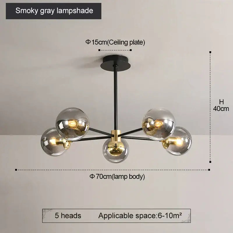 Modern brass glass ball led chandelier kitchen lighting
