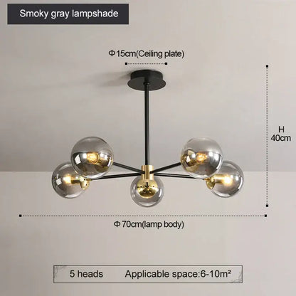 Modern brass glass ball led chandelier kitchen lighting