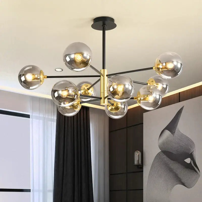Modern brass glass ball led chandelier kitchen lighting
