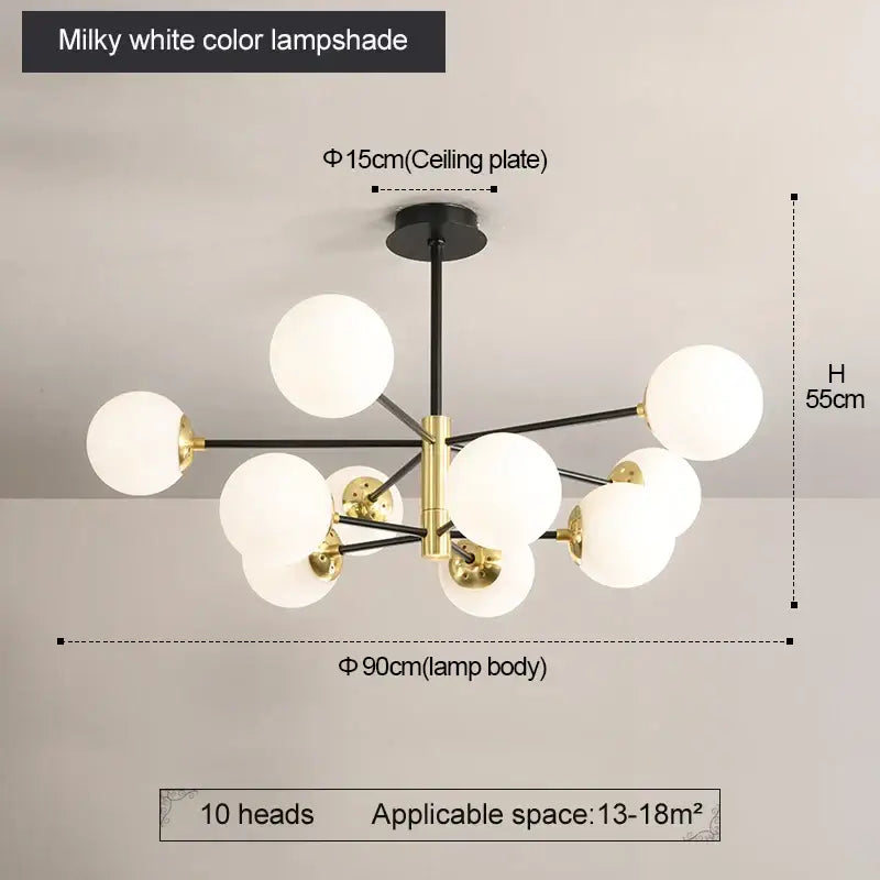 Modern brass glass ball led chandelier kitchen lighting