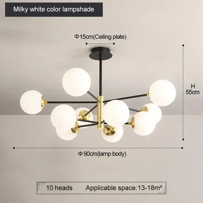 Modern brass glass ball led chandelier kitchen lighting
