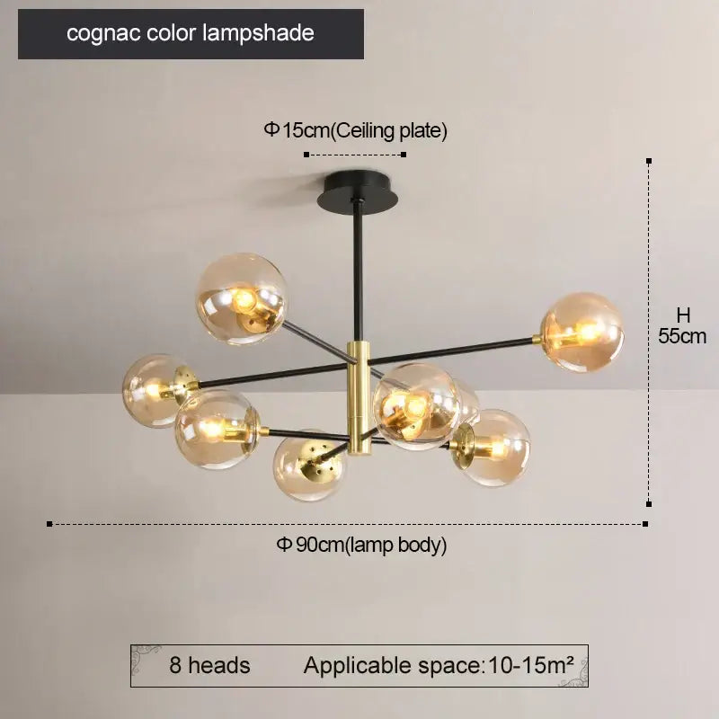Modern brass glass ball led chandelier kitchen lighting