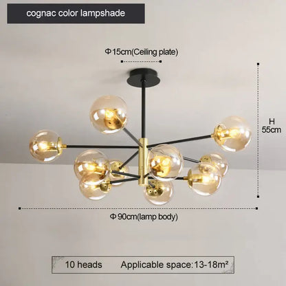 Modern brass glass ball led chandelier kitchen lighting
