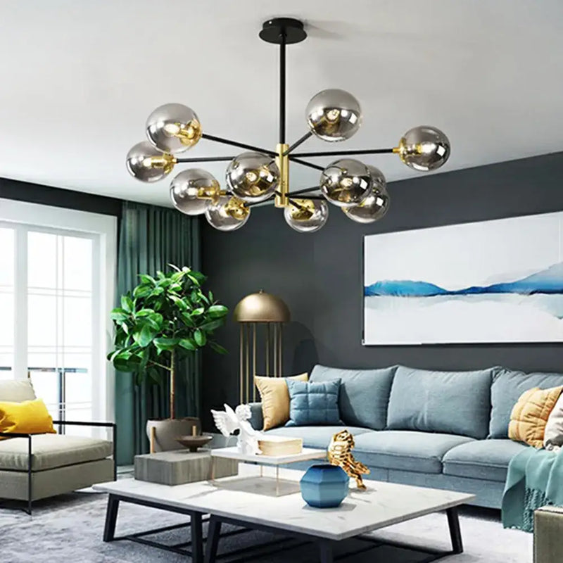 Modern brass glass ball led chandelier kitchen lighting