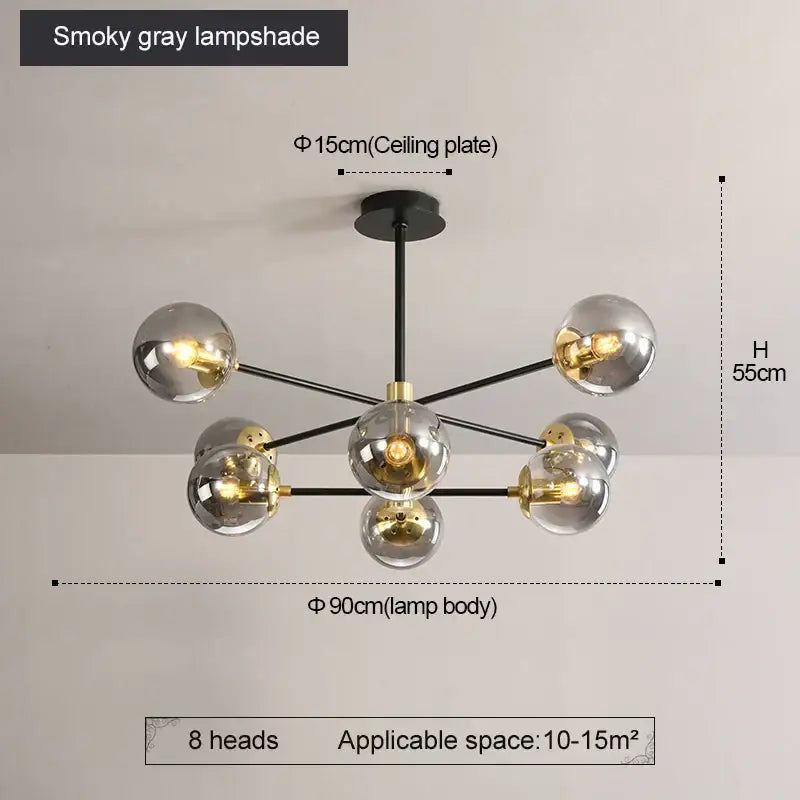 Modern brass glass ball led chandelier kitchen lighting
