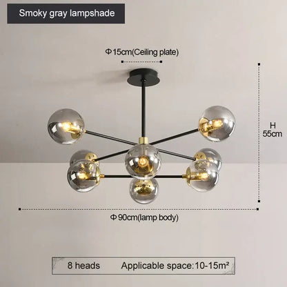 Modern brass glass ball led chandelier kitchen lighting