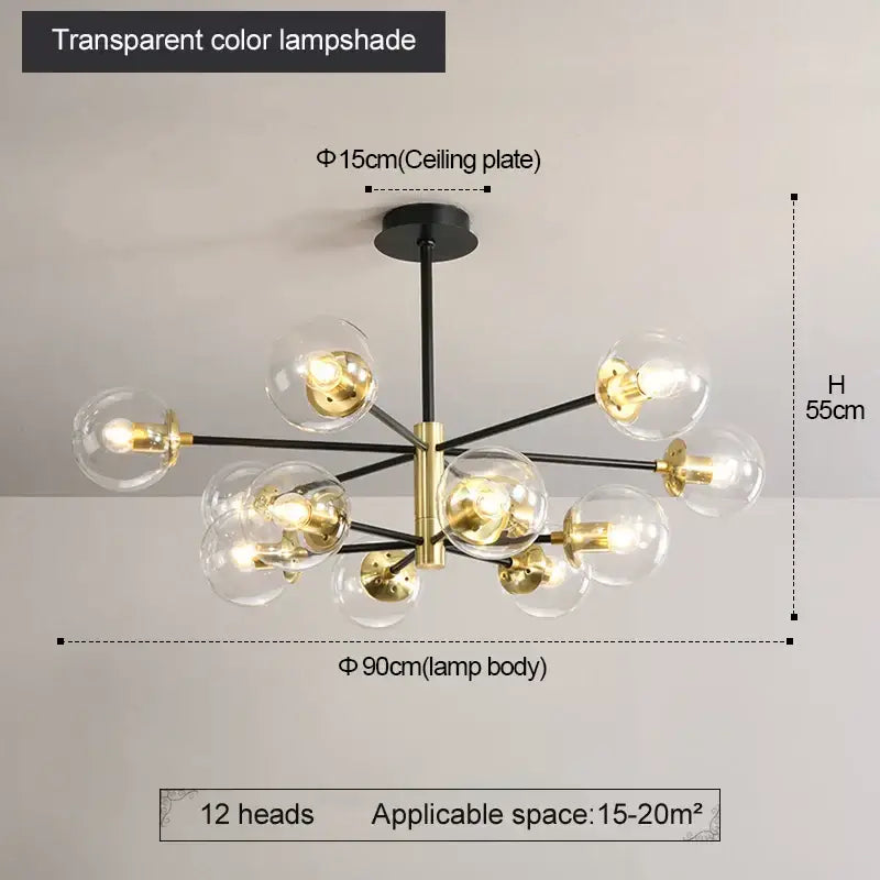 Modern brass glass ball led chandelier kitchen lighting