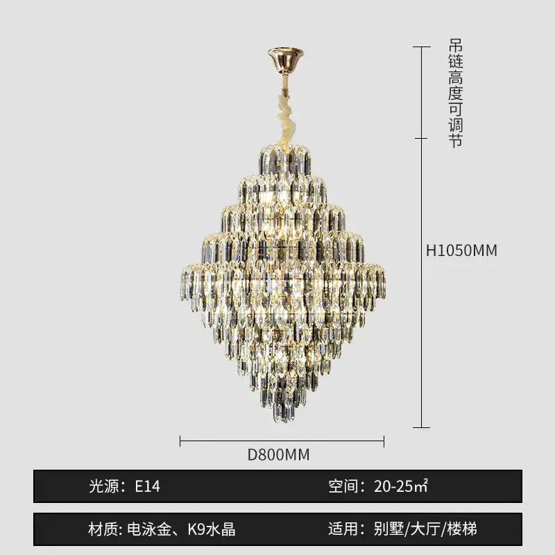Modern brass designer led crystal chandelier dining room light