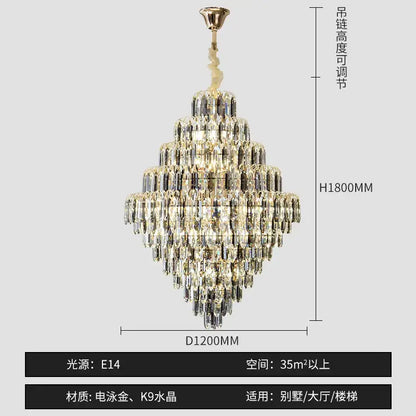 Modern brass designer led crystal chandelier dining room light