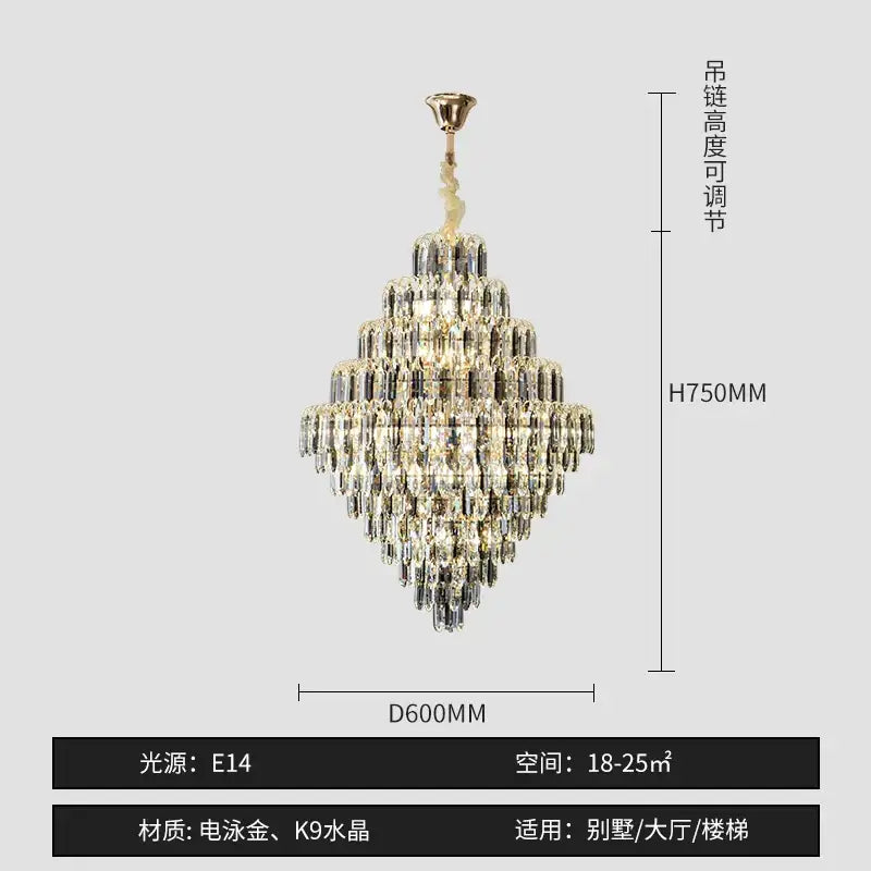 Modern brass designer led crystal chandelier dining room light