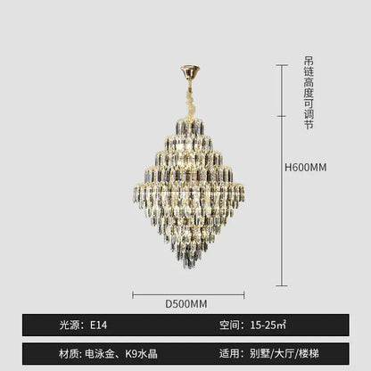 Modern brass designer led crystal chandelier dining room light
