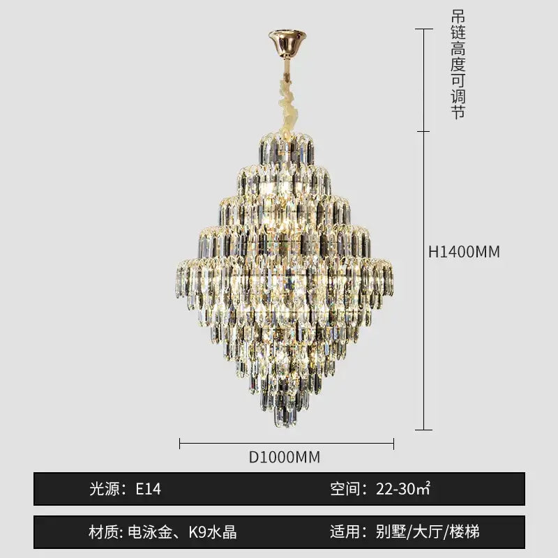 Modern brass designer led crystal chandelier dining room light