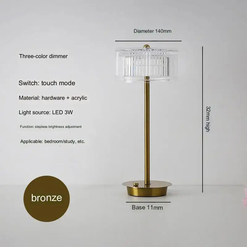 Modern brass diamond touch desk lamp bedroom crystal light