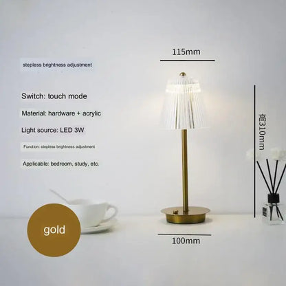 Modern brass diamond touch desk lamp bedroom crystal light