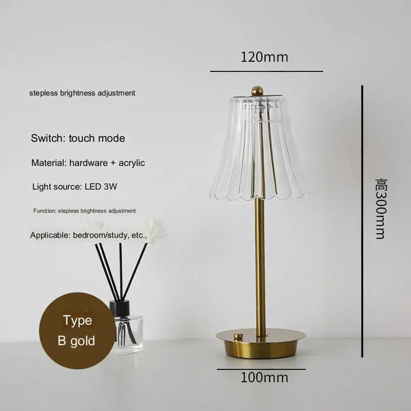 Modern brass diamond touch desk lamp bedroom crystal light