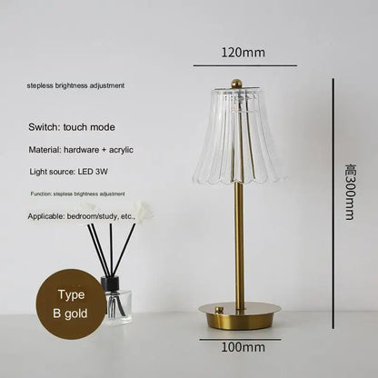 Modern brass diamond touch desk lamp bedroom crystal light