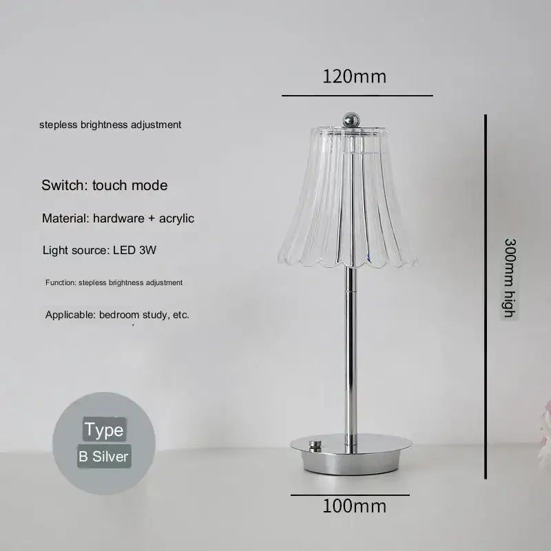 Modern brass diamond touch desk lamp bedroom crystal light