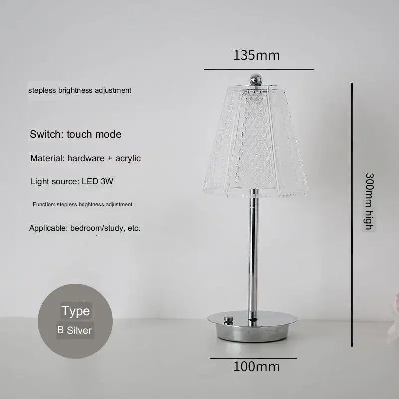 Modern brass diamond touch desk lamp bedroom crystal light