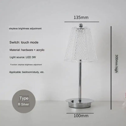 Modern brass diamond touch desk lamp bedroom crystal light