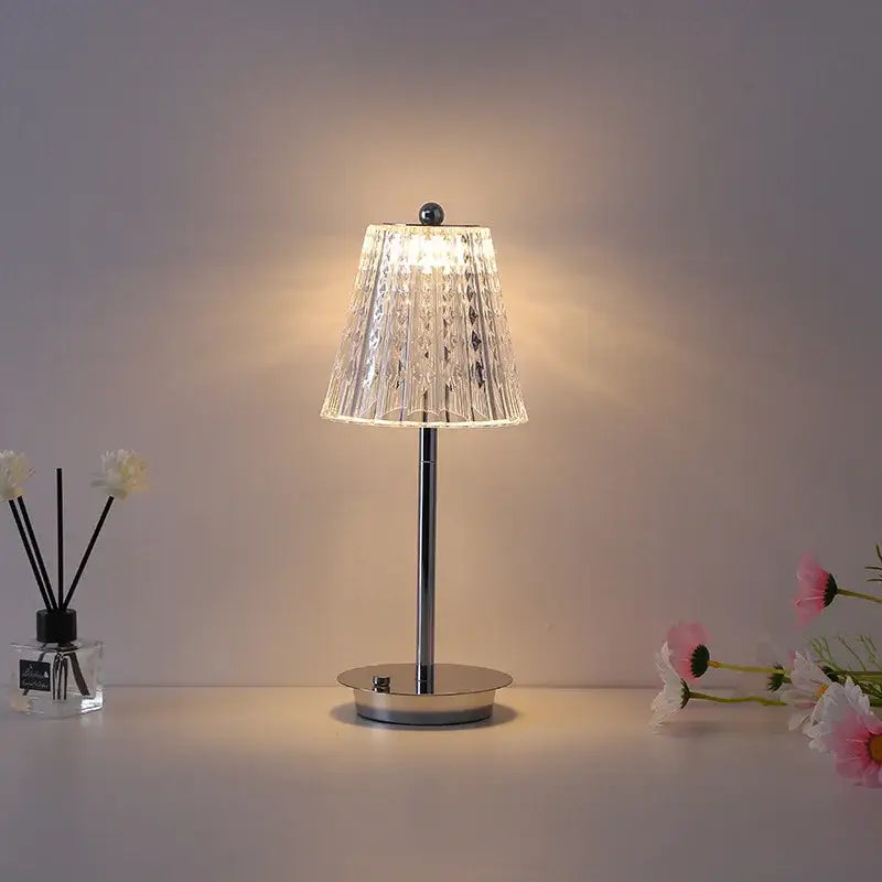 Modern brass diamond touch desk lamp bedroom crystal light