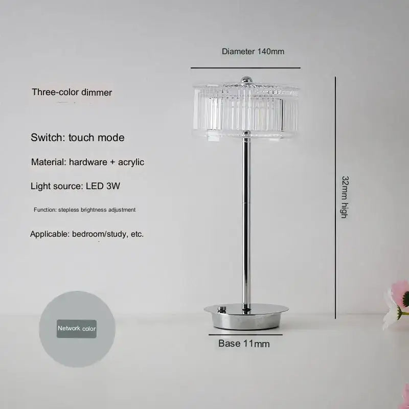 Modern brass diamond touch desk lamp bedroom crystal light