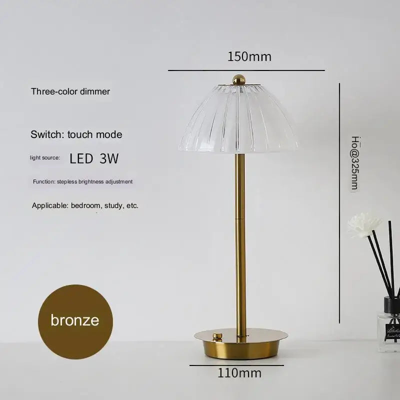 Modern brass diamond touch desk lamp bedroom crystal light