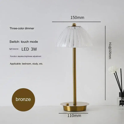 Modern brass diamond touch desk lamp bedroom crystal light