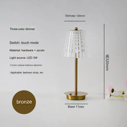Modern brass diamond touch desk lamp bedroom crystal light
