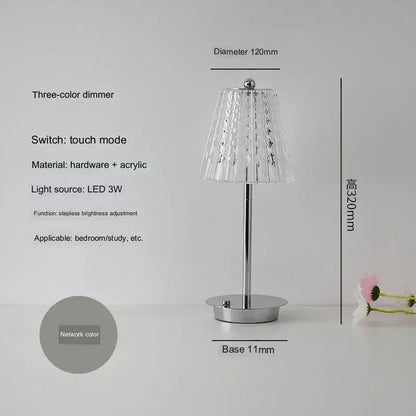 Modern brass diamond touch desk lamp bedroom crystal light