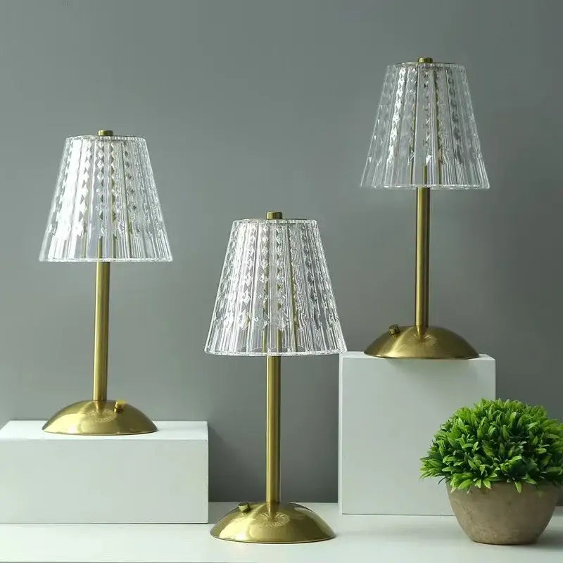 Modern brass diamond touch desk lamp bedroom crystal light