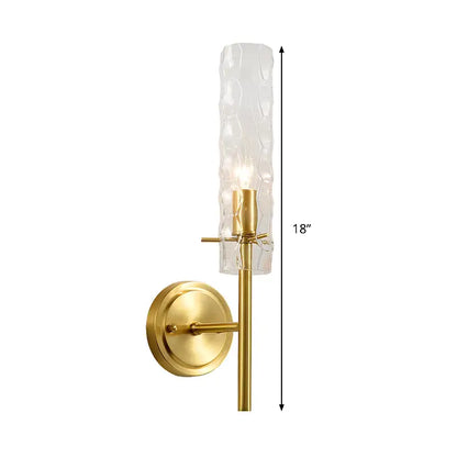 Modern brass dimpled blown glass wall light bedroom sconce