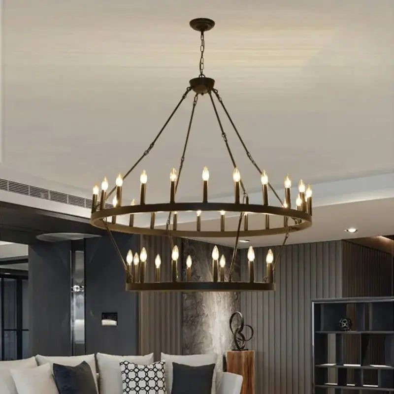 Modern brass double tier pendant chandelier living room light