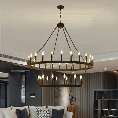 Modern brass double tier pendant chandelier living room light