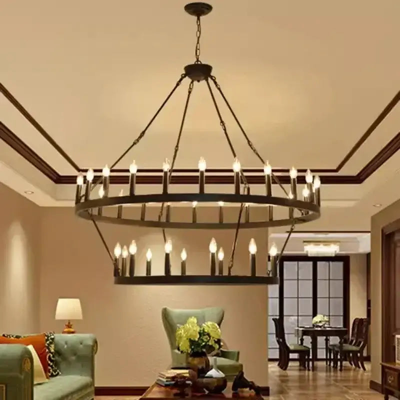 Modern brass double tier pendant chandelier living room light