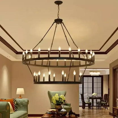 Modern brass double tier pendant chandelier living room light