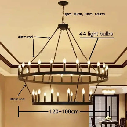 Modern brass double tier pendant chandelier living room light