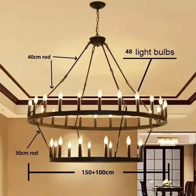 Modern brass double tier pendant chandelier living room light