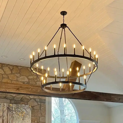 Modern brass double tier pendant chandelier living room light