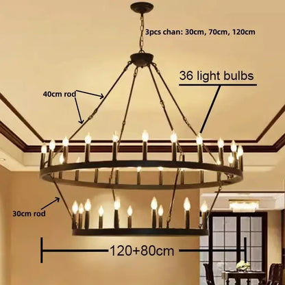 Modern brass double tier pendant chandelier living room light